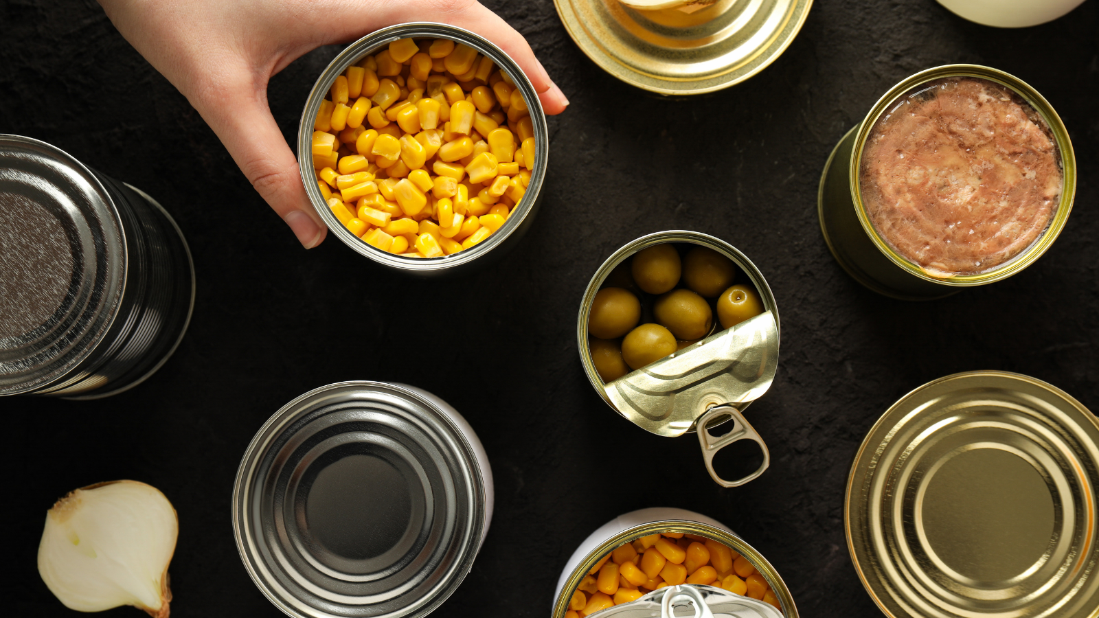 Assorted consumer goods or canned good products